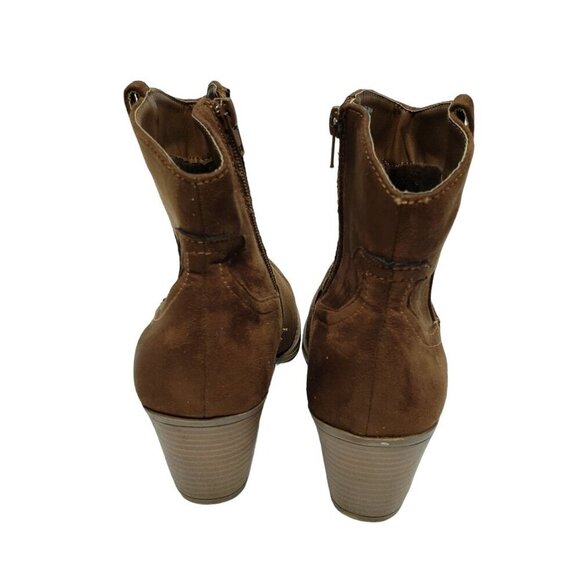 Sugar Women Tarah Ankle Booties Brown Faux Suede Almond Toe Block Heel Size 9.5 - Picture 6 of 11